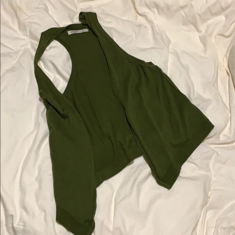 Cute crop sweater vest, olive green
